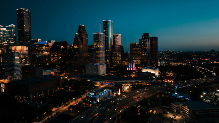 Houston City Skyline Near Sunset