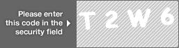 captcha code for visual authentication  letter T number 2 letter W number 6