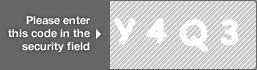 captcha code for visual authentication  letter Y number 4 letter Q number 3