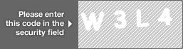 captcha code for visual authentication  letter W number 3 letter L number 4
