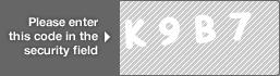 captcha code for visual authentication  letter K number 9 letter B number 7