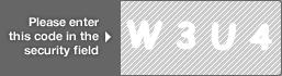 captcha code for visual authentication  letter W number 3 letter U number 4